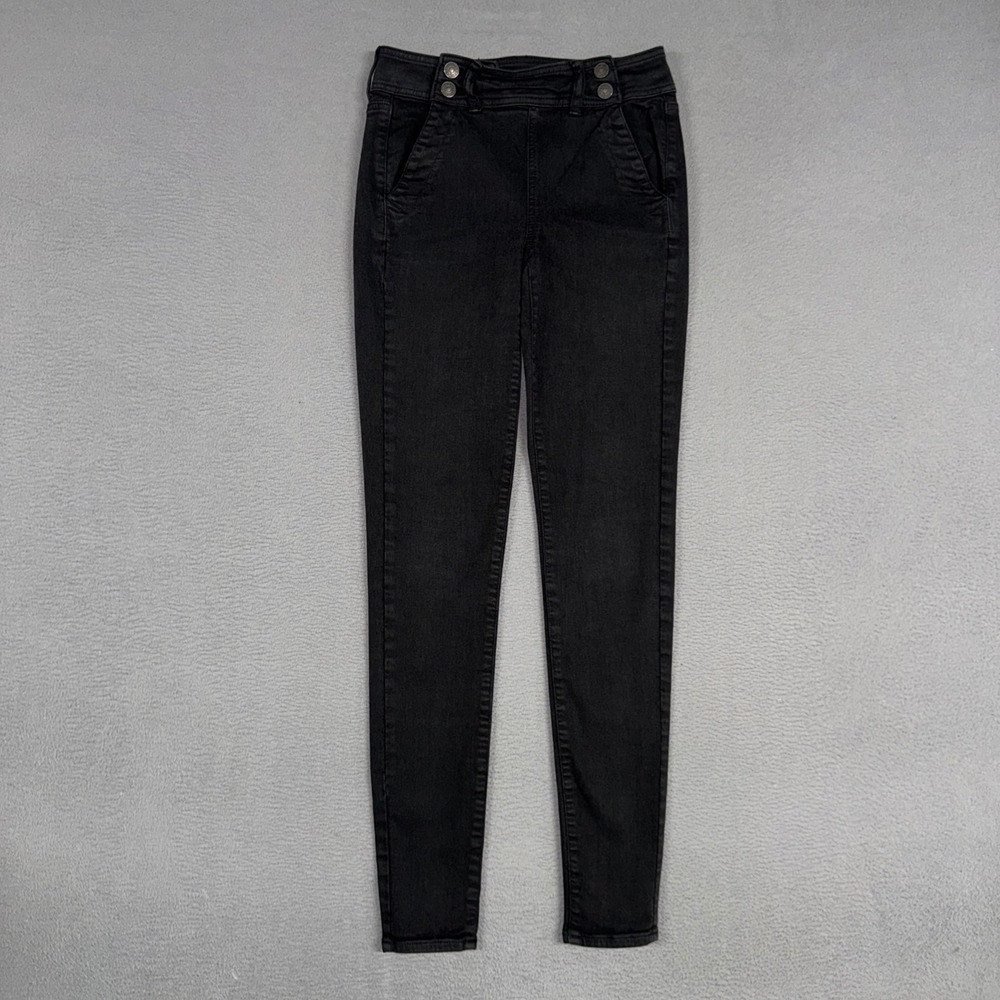 American Eagle Jeans Womens 2 Long Black Hi-Rise Jegging Stretch Cotton Blend